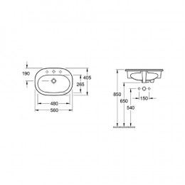 Vasque À Encastrer O.novo 56 X 40,5 Cm, Blanc Ceramicplus