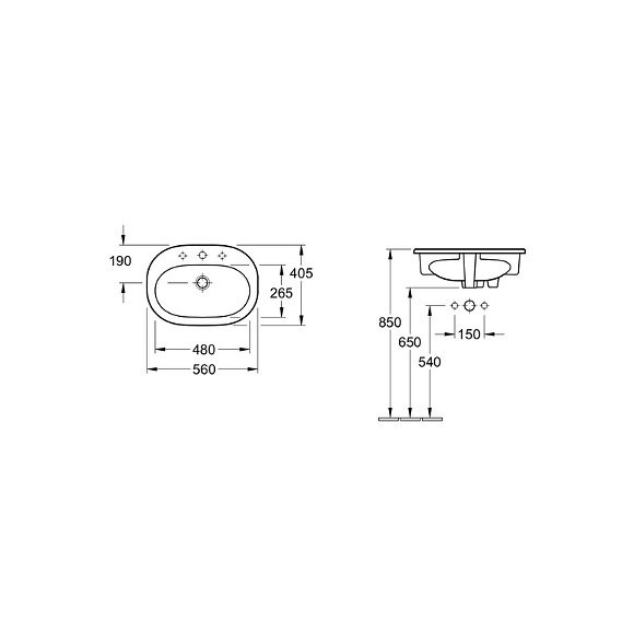 Vasque À Encastrer O.novo 56 X 40,5 Cm, Blanc Ceramicplus