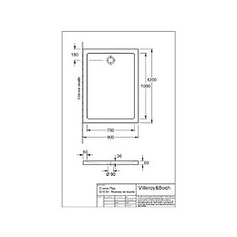 Receveur Rectangle O Novo Plus Blanc, 120 X 80