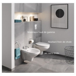 Pack Wc Rimless Bau Ceramic Grohe, Plaque Chromee