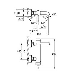 Mitigeur Monocommande Bain / Douche Essence, Supersteel - Acier Mat