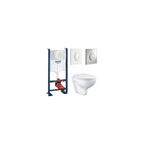 Pack Wc Rimless Bau Ceramic Grohe, Plaque Chromee