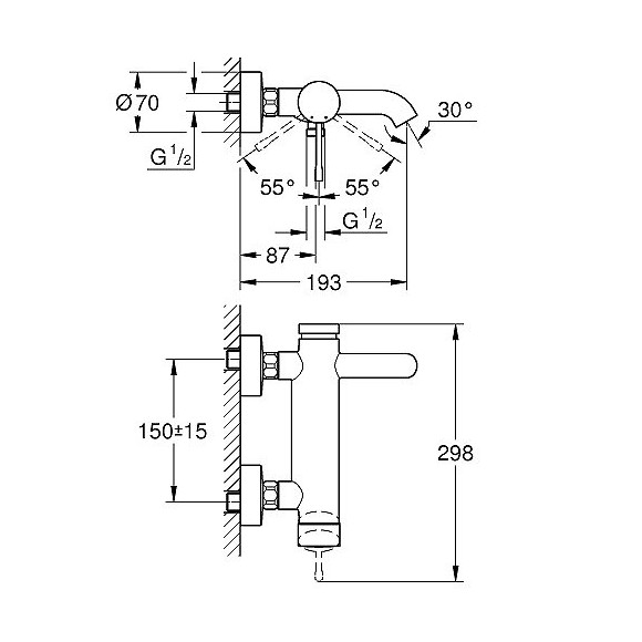 Mitigeur Monocommande Bain / Douche Essence, Hard Graphite Brosse - Ardoise Brossé