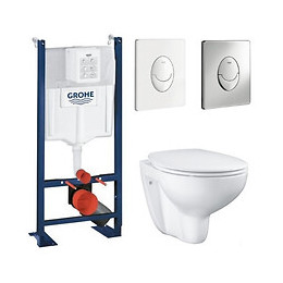 Pack Wc Rimless Bau Ceramic Grohe, Plaque Blanche