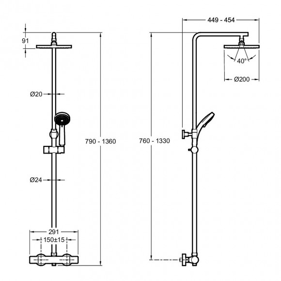 Colonne De Douche Thermostatique Simone Réglable En Hauteur