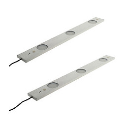 Lot De 2 Réglettes Plates Led 3x 6,2w - Interrupteur Et Capteur De Mouvement - 50cm - Inox Brosse