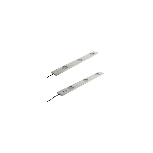 Lot De 2 Réglettes Plates Led 3x 6,2w - Interrupteur Et Capteur De Mouvement - 50cm - Inox Brosse