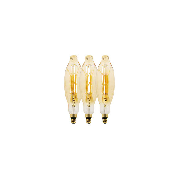 Lot De 3 Ampoules Led Filament Géante Tube - 5w E27 350lm 2500k (blanc Chaud)