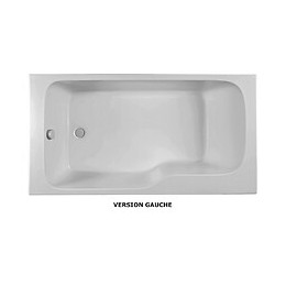 Ensemble Baignoire Bain Douche Blanc + Pare Bain + Tablier Malice, 170 X 90 - Version Gauche