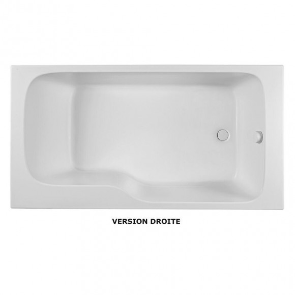 Ensemble Baignoire Bain Douche Blanc + Pare Bain + Tablier Malice, 160 X 85 - Version Droite