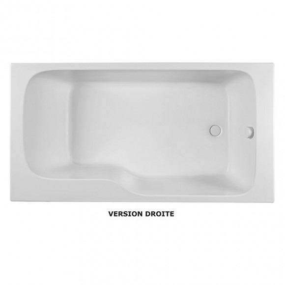 Ensemble Baignoire Bain Douche Blanc + Pare Bain + Tablier Malice, 170 X 90 - Version Gauche