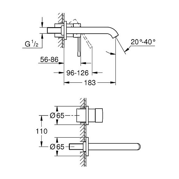Essence Mitigeur Monocommande 2 Trous Lavabo Taille M Vendu Avec Corps Encastré, Cool Sunrise Brossé - Finition Doré Brillan