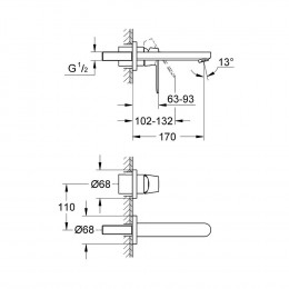 Robinet Monocommande Mural Eurosmart Cosmopolitan
