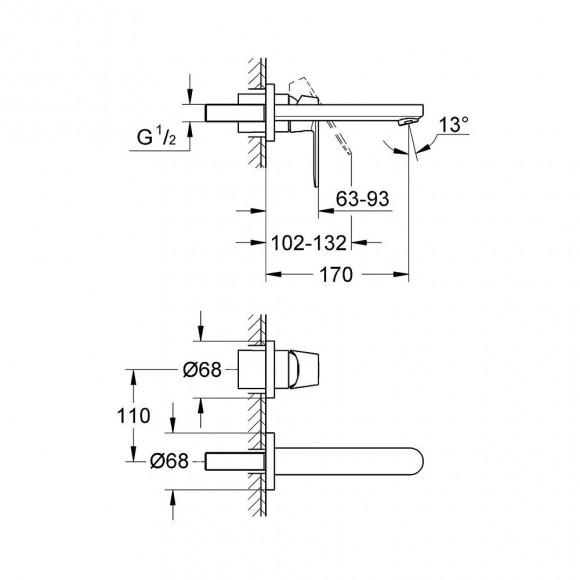 Robinet Monocommande Mural Eurosmart Cosmopolitan