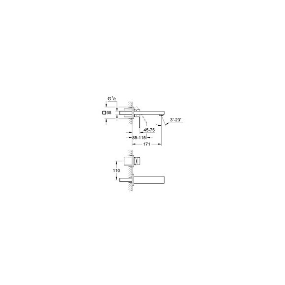 Mitigeur Monocommande 2 Trous Lavabo Taille S Vendu Avec Corps Encastré
