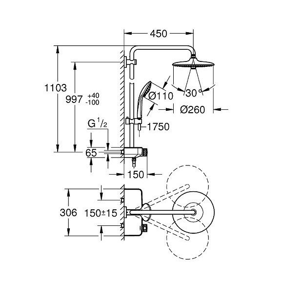Colonne De Douche Thermostatique Euphoria Smartcontrol System 260 Mono
