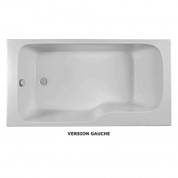 Ensemble Baignoire Bain Douche Blanc + Pare Bain + Tablier Malice, 170 X 90 - Version Droite