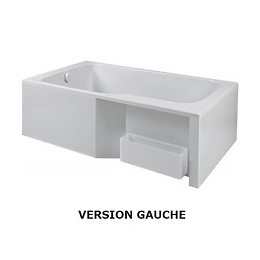 Ensemble Baignoire Bain Douche Blanc + Pare Bain + Tablier Malice, 160 X 85 - Version Gauche