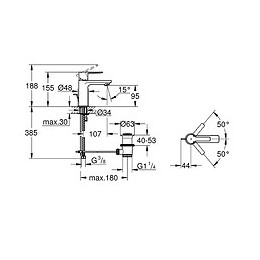 Mitigeur De Lavabo Lineare Taille Xs, Sans Systeme De Vidage