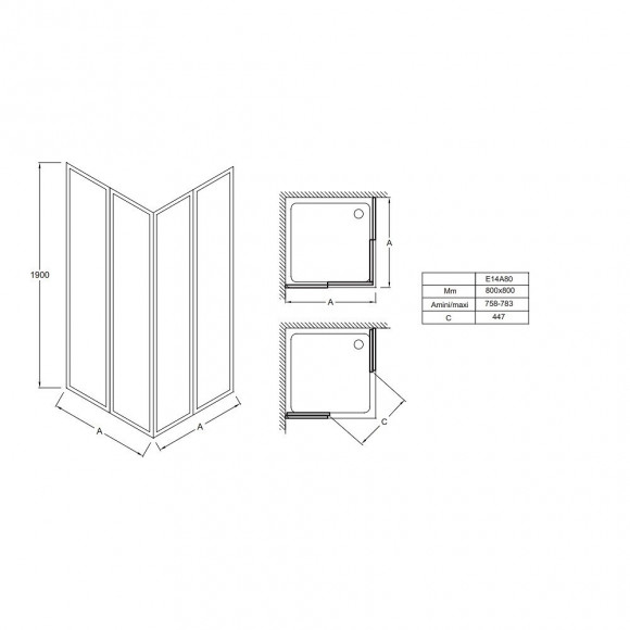 Accès D Angle Coulissant Serenity, 190 X 80
