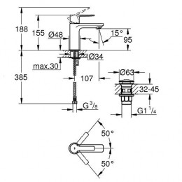 Mitigeur De Lavabo Lineare Taille Xs, Sans Systeme De Vidage