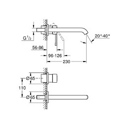 Essence Mitigeur Monocommande 2 Trous Lavabo Taille L Vendu Avec Corps Encastré, Chrome