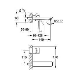 Lineare Mitigeur Monocommande 2 Trous Lavabo Taille M Vendu Avec Corps Encastré, Chrome