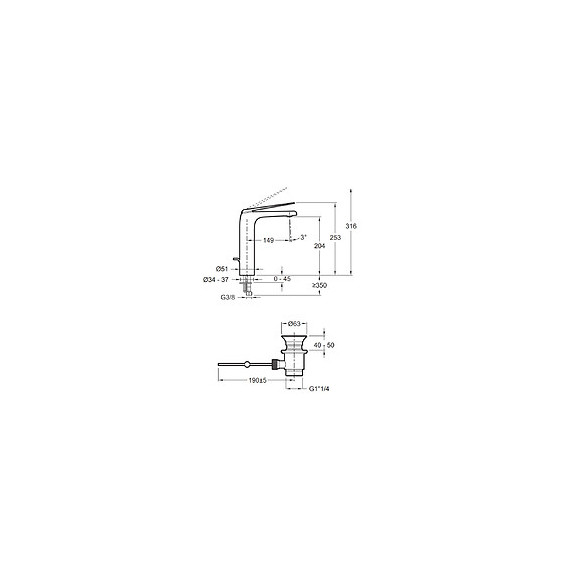 Mitigeur Lavabo - Modèle Haut - Avec Flexibles D Alimentation