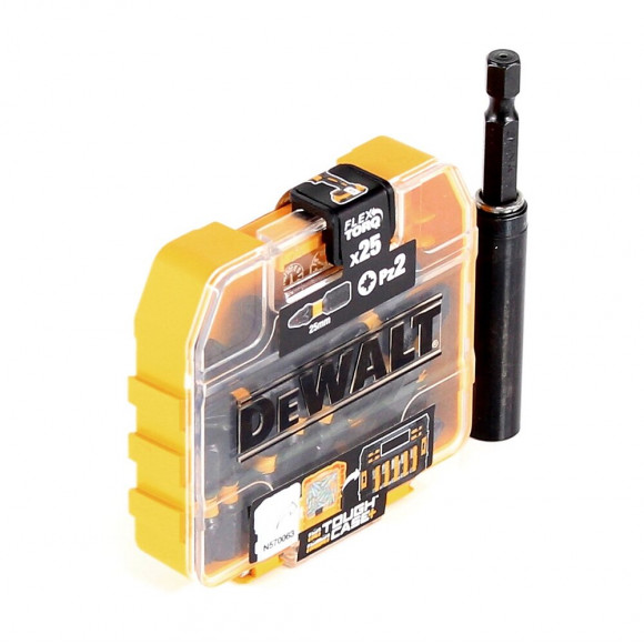 Dewalt Set D'embouts:  25x Embouts Pz Flextorq 25 Mm + Coffret Robuste + Porte-embouts