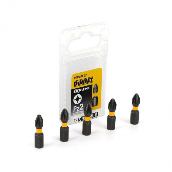 Dewalt Dt 7387 T 5 Pièces D'embouts De Torsion Résistantes Aux Chocs 25 Mm Pz2 Extreme Impact