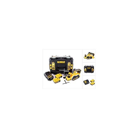 Dewalt Dcp 580 P2 18 V Rabot Sans Fil 82 Mm Avec Boîtier Tstak Vi + 2x Batteries Dcb 184 5,0 Ah + 1x Chargeur Dcb 115