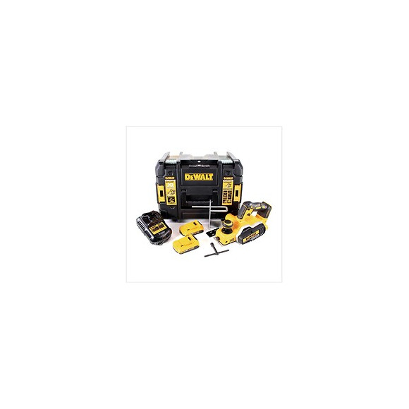 Dewalt Dcp 580 D2 18 V Rabot Sans Fil 82 Mm Avec Boîtier Tstakvi + 2x Batteries Dcb 183 2,0 Ah + 1x Chargeur Dcb 115