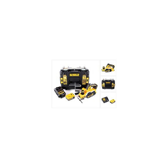 Dewalt Dcp 580 P1 18 V Rabot Sans Fil 82 Mm Avec Boîtier Tstak Vi + 1x Batterie Dcb 184 5,0 Ah + 1x Chargeur Dcb 115