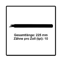 Komet Lame De Scie Sabre Pallets 225mm 10tpi - 5 Pièces. Hss-bi-metall ( 501.342 )