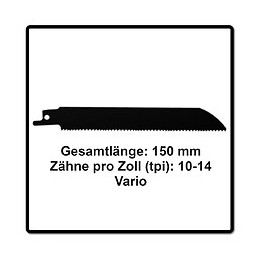 Komet Hss Bi-metal Vario Et Bois - Lame De Scie Sabre 150mm 10-14tp - 10 Pièces (2x 501.011)