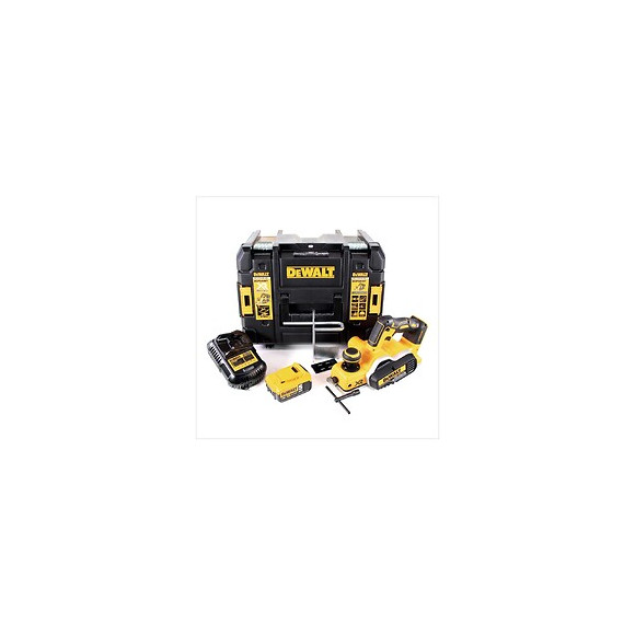 Dewalt Dcp 580 P1 18 V Rabot Sans Fil 82 Mm Avec Boîtier Tstak Vi + 1x Batterie Dcb 184 5,0 Ah + 1x Chargeur Dcb 115