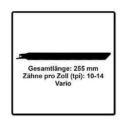 Komet Lame De Scie Sabre Pallets 225mm 10-14tpi - 10 Pièces. Hss-bi-metall Vario ( 2x 501.400 )