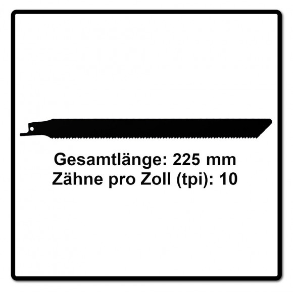 Komet Pallets Lame De Scie Sabre 225mm 10-10tpi - 10 Pièces. Hss-bi-metall ( 2x 501.398 )