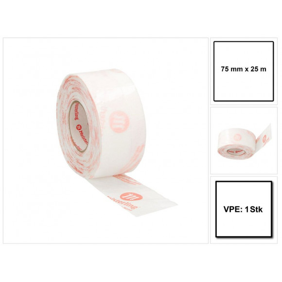 Meisterling Bandes De Raccord De Pignons / Bande De Raccordement De Fenêtre Plus 75 Mm X 25 M + Colle Acrylique En Dispersion 