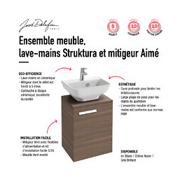 Meuble Lave-mains Struktura Avec Mitigeur Aimé Chrome, Noyer Clair