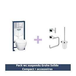 Pack Wc Suspendu Solido Compact + Accessoires