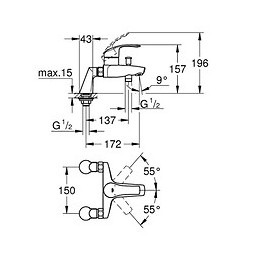 Mitigeur Bain/douche Eurosmart 33303002