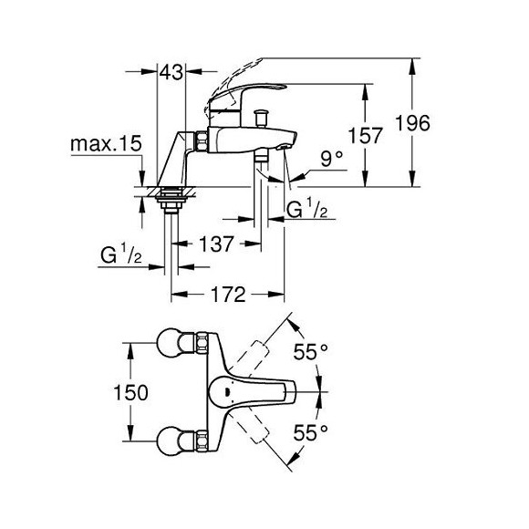 Mitigeur Bain/douche Eurosmart 33303002