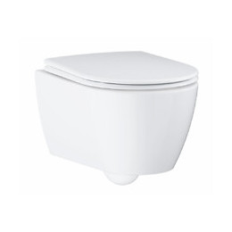 Pack Wc Suspendu Sans Bride Essence + Abattant + Plaque Chromée + Bâti Grohe