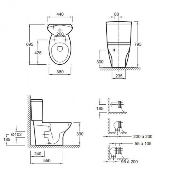 Wc À Poser Presqu Île + Abattant