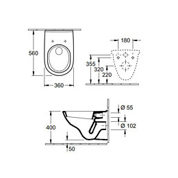 Pack Wc Suspendu Compact Sans Bride O.novo + Abattant + Plaque + Bâti Grohe, Plaque Chromée