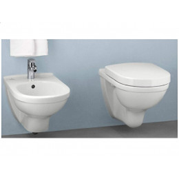 Pack Wc Suspendu Compact Sans Bride O.novo + Abattant + Plaque + Bâti Grohe, Plaque Blanche