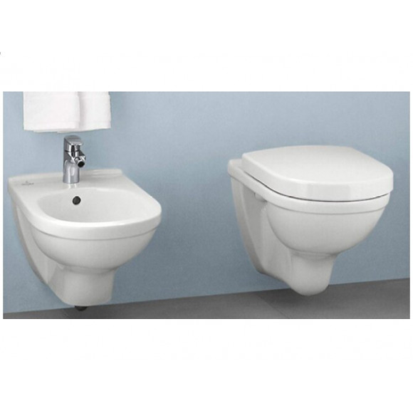 Pack Wc Suspendu Compact Sans Bride O.novo + Abattant + Plaque + Bâti Grohe, Plaque Blanche