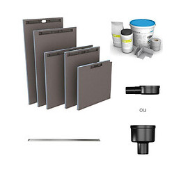 Receveur À Carreler + Barette Finition Inox Fundo Riolito Neo, 100 X 100, Ecoulement Vertical