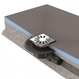 Receveur Écoulement Centré Largeur Fundo Primo + Ecoulement Grille Carrée + Kit D Étancheité, 160 X 100, Ecoulement Horizo